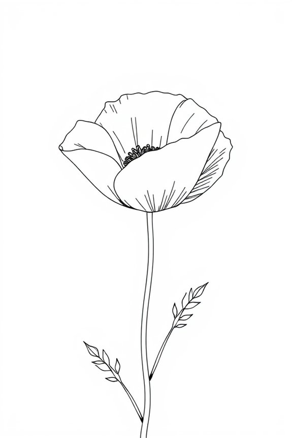 monoline poppy flower drawing