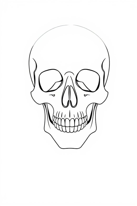 monoline skeleton head art