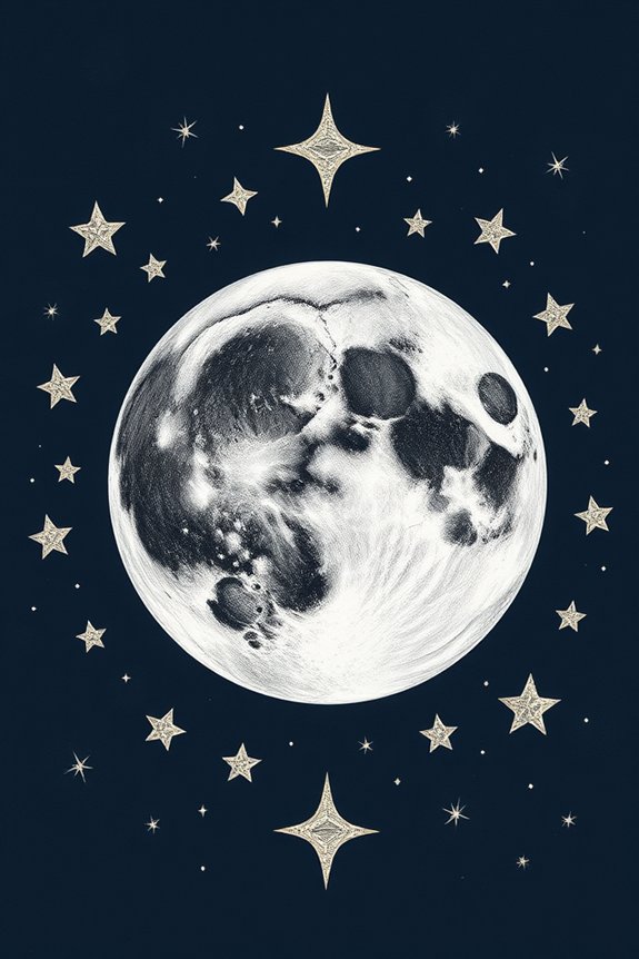 moon and stars drawing