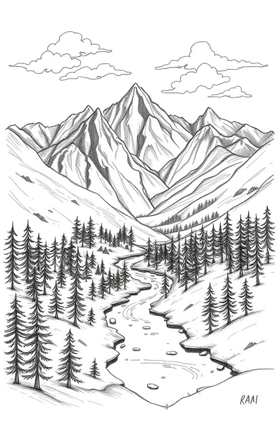 mountain sketching techniques emphasized