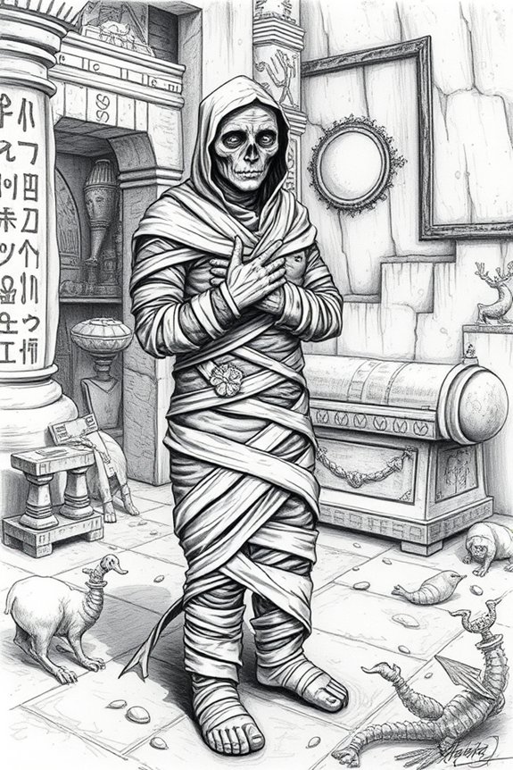 mummy bandages halloween drawing