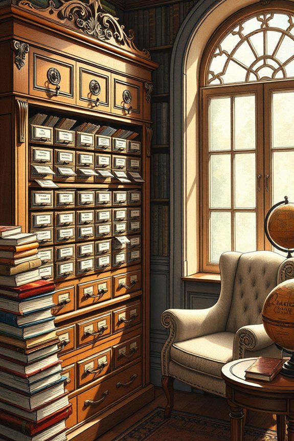 nostalgic library card catalog