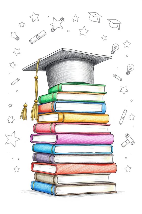 open book graduation doodles