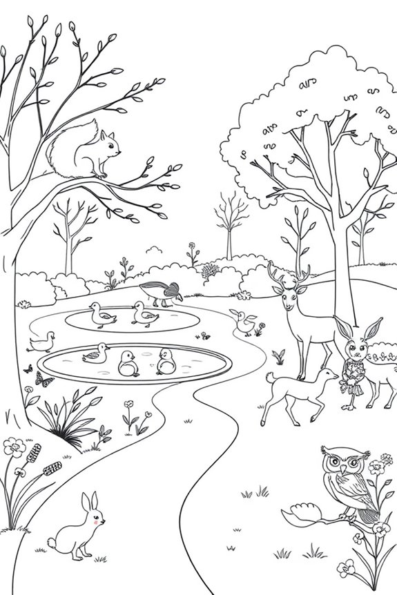 park animals line drawing