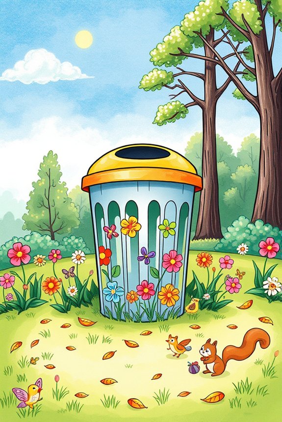 park trash can drawing