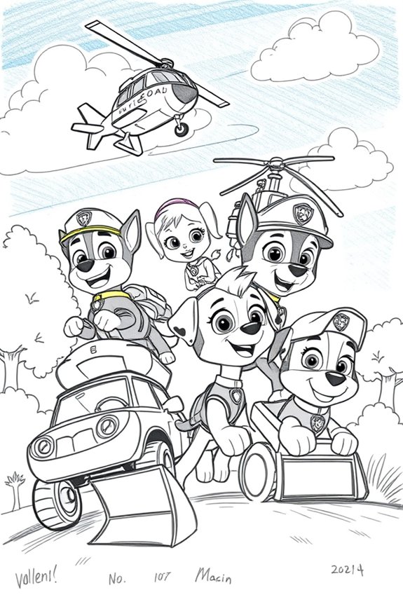 paw patrol action sketch