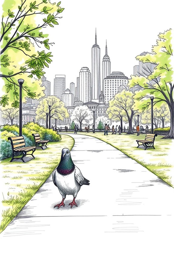 pigeon in urban park