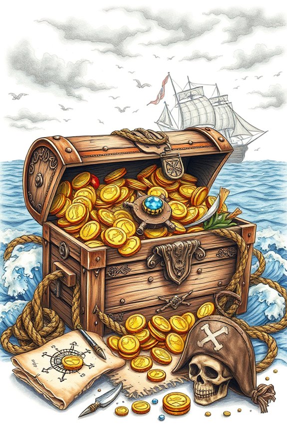 pirate themed treasure chest illustration