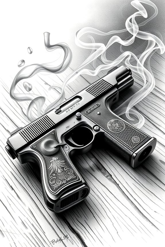 pistol with dramatic smoke