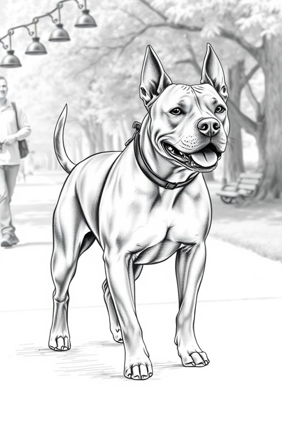 pitbull leash companionship drawing