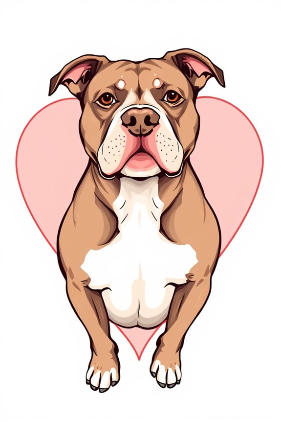 pitbull love heart drawing