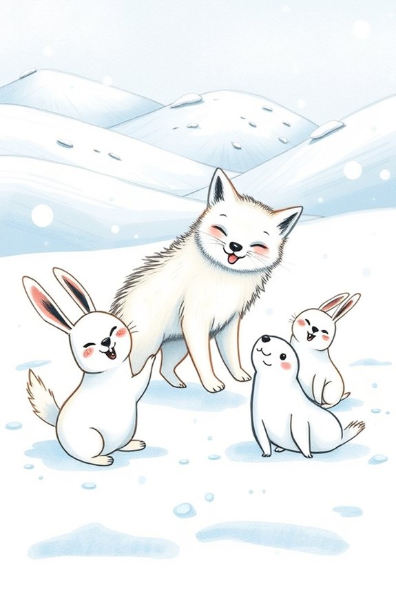 playful arctic fox friends