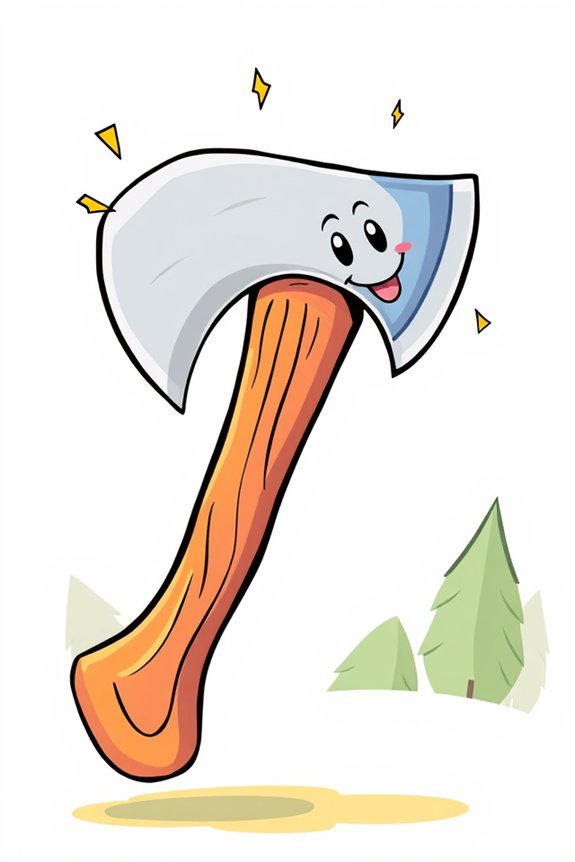 playful cartoon axe drawing