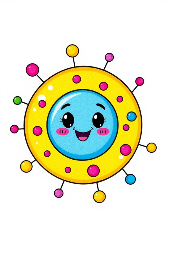 playful cartoon nucleus drawing