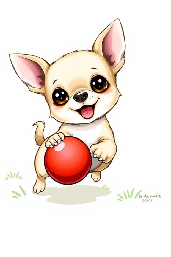 playful chihuahua with ball