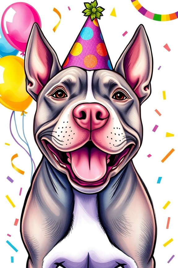playful colorful pitbull celebration
