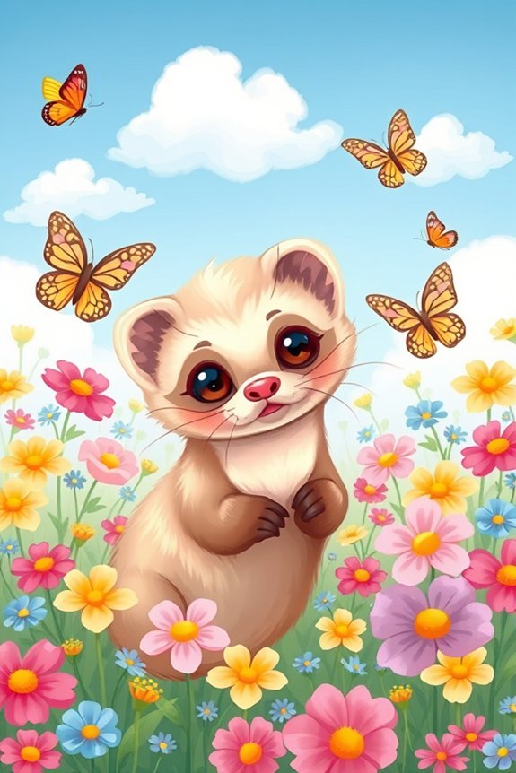 playful cute ferret drawing