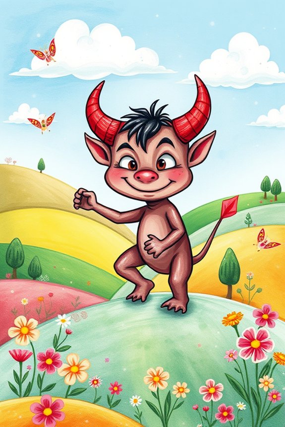 playful devil in landscape