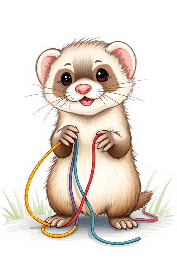 playful ferret string drawing