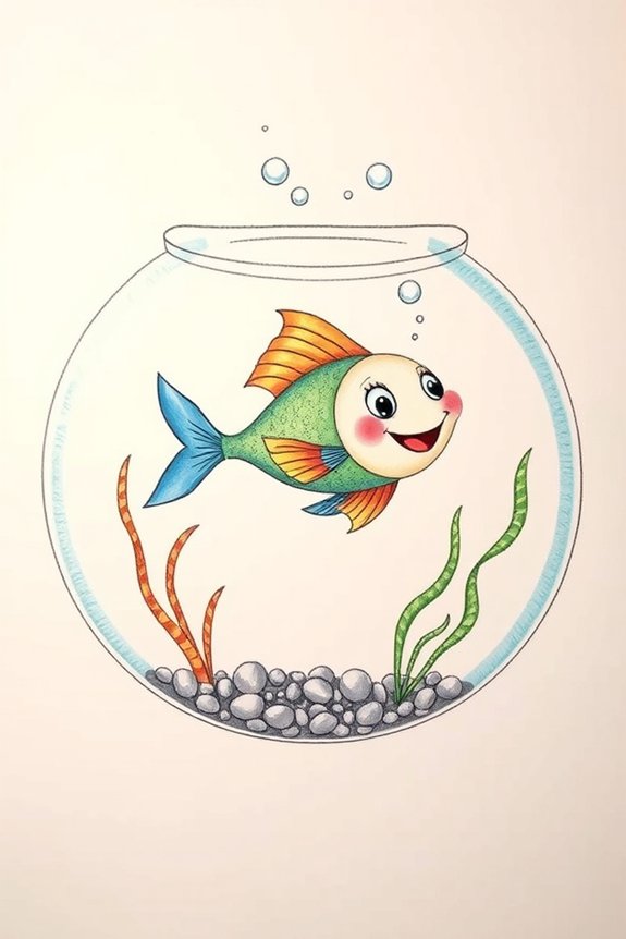 playful fish bowl drawing