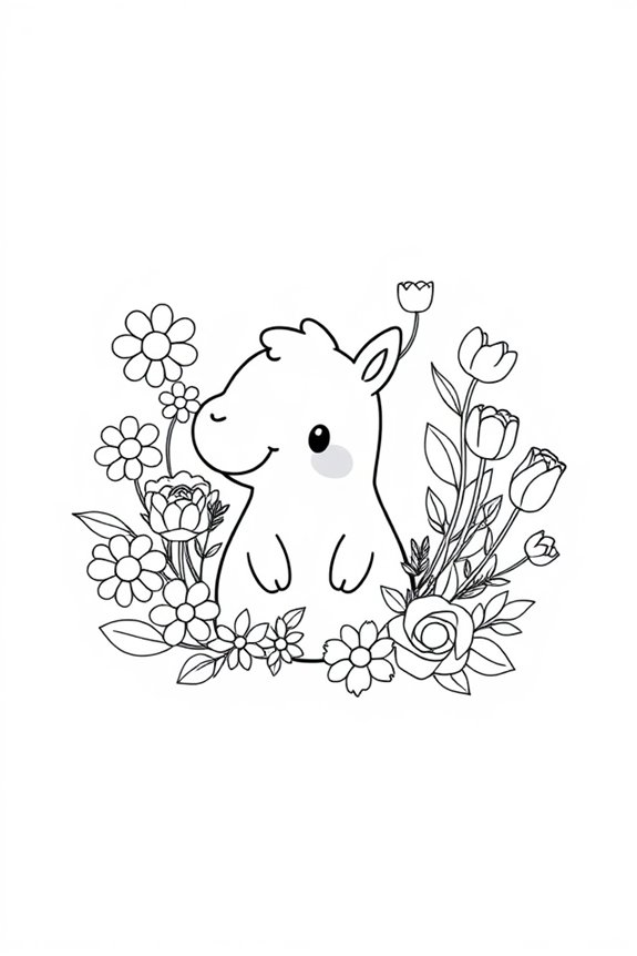 playful floral line drawing