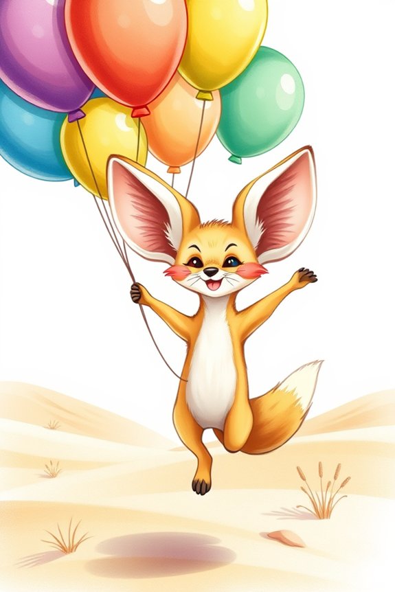 playful fox with balloons