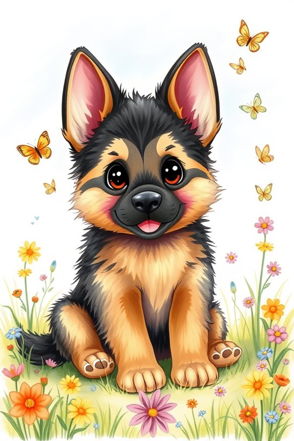 playful german shepherd art