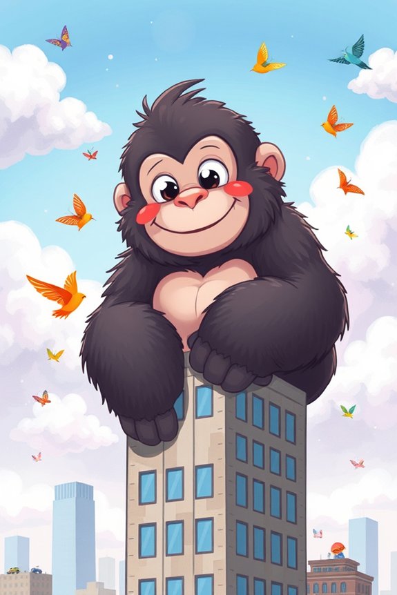 playful king kong illustration