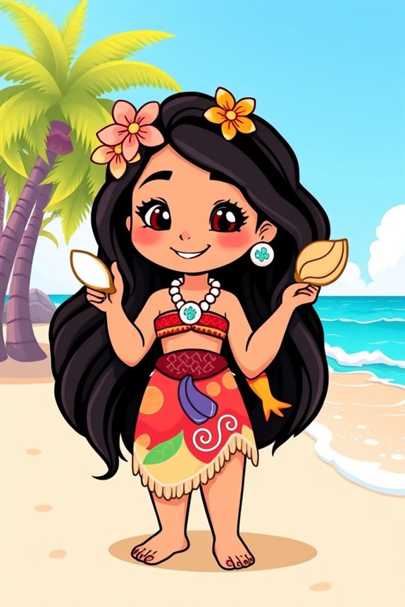 playful moana character drawing