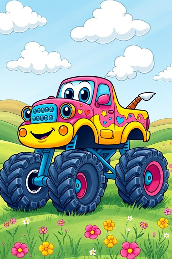 playful monster truck art
