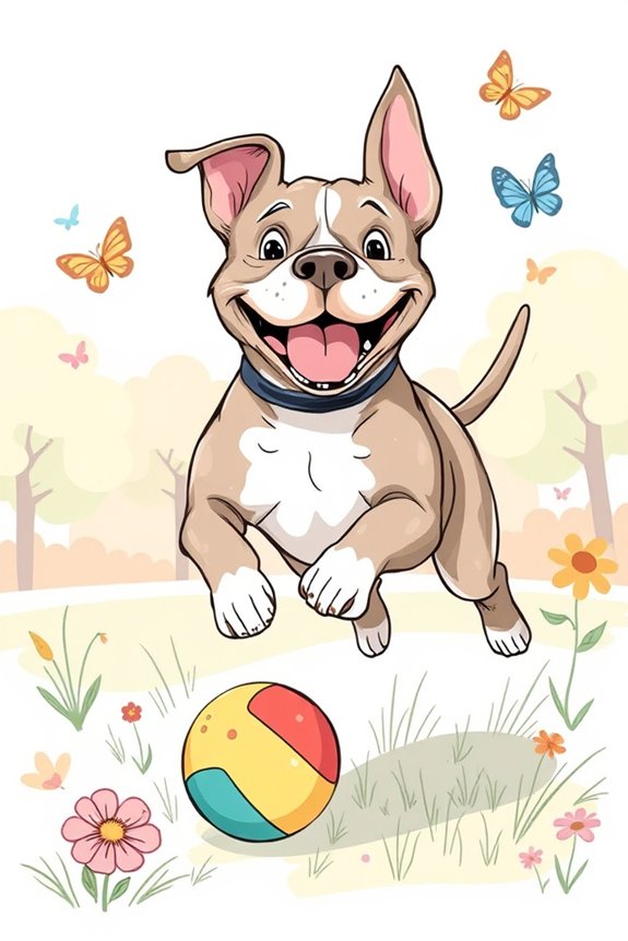 playful pitbull drawing idea