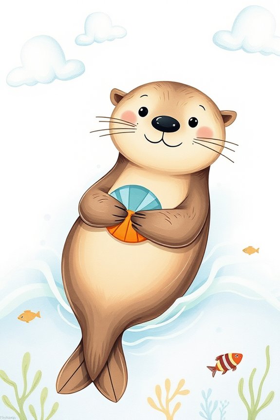 playful sea otter artwork