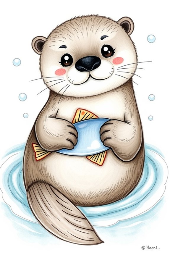 playful sea otter drawing