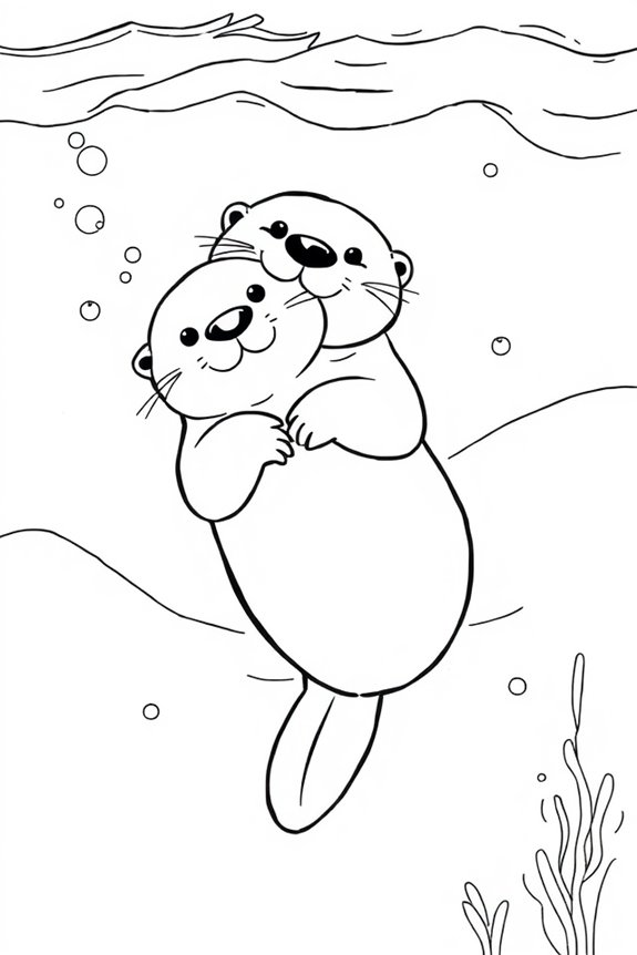 playful sea otter drawing