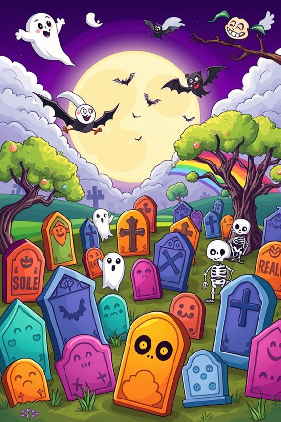 playful spooky graveyard art