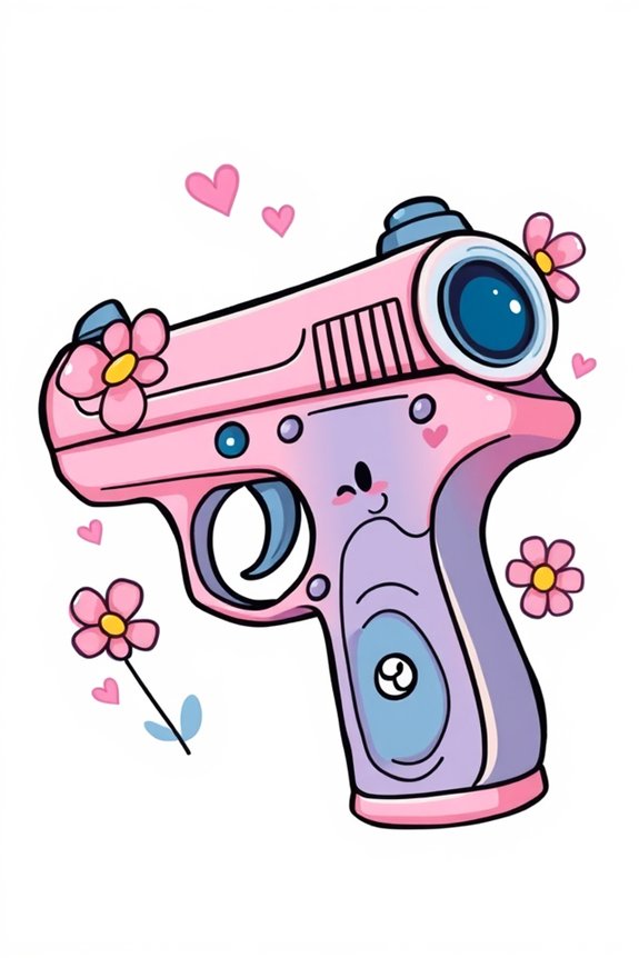 playful whimsical pistol art