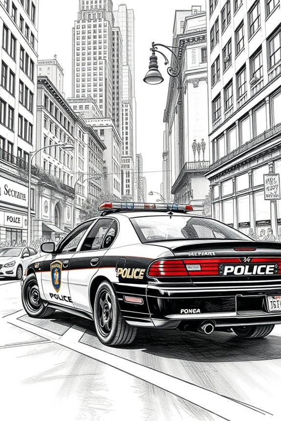 police car urban scene