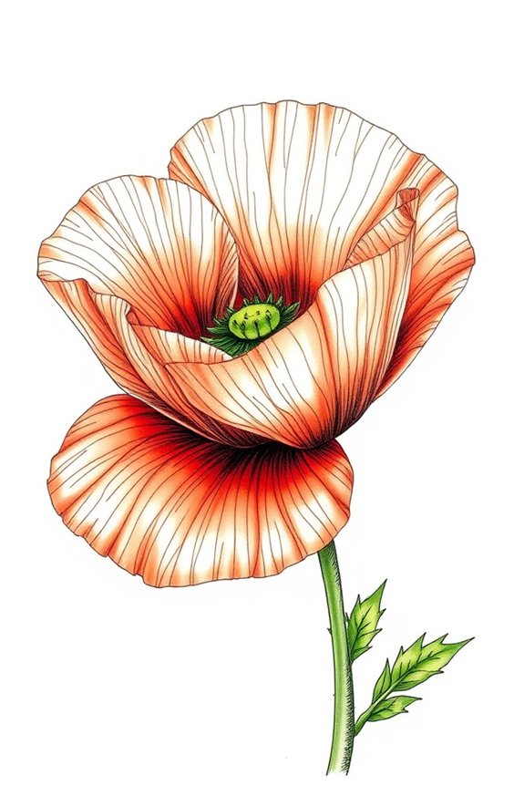 poppy flower sketch tutorial