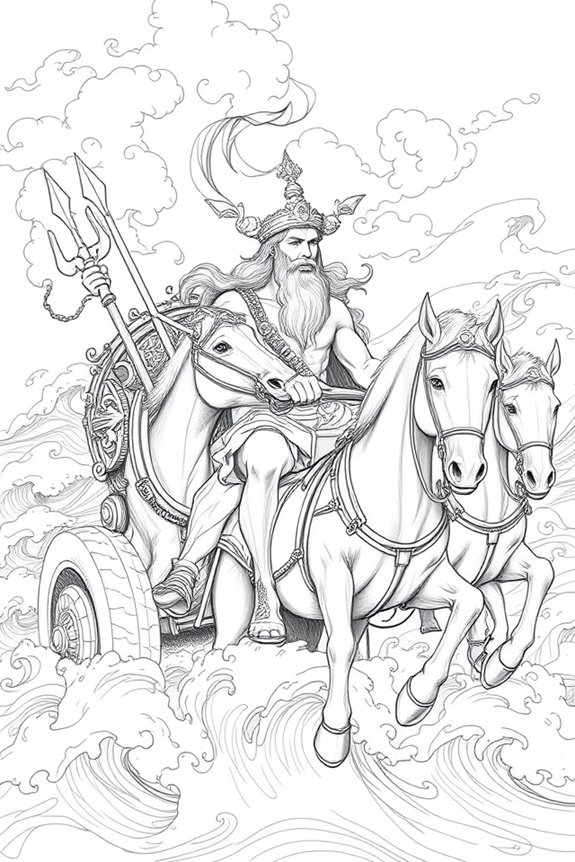 poseidon riding chariot sketch