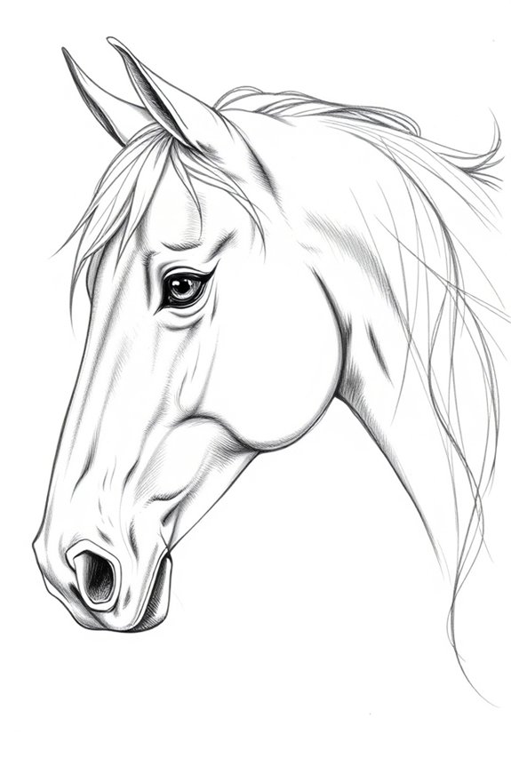 profile sketch of horse