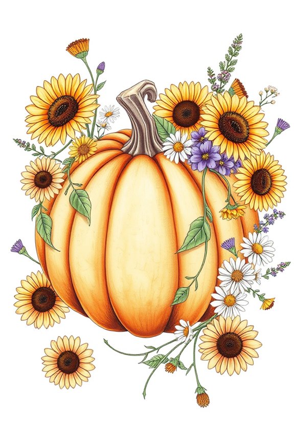 pumpkin adorned with flowers