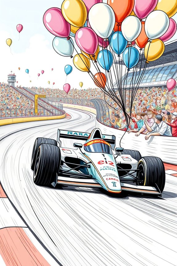 race car with balloons