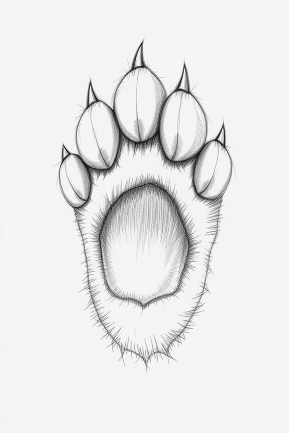 realistic cat paw drawing