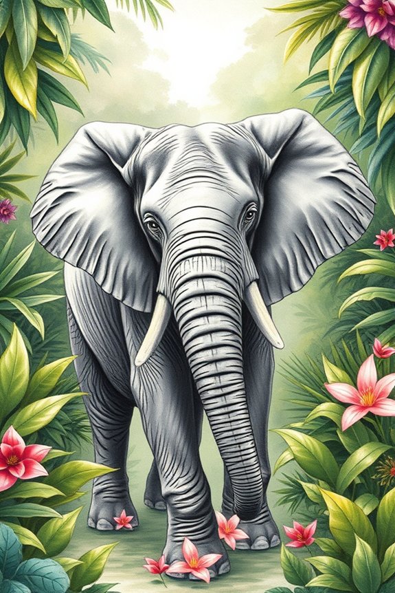 realistic elephant drawing project