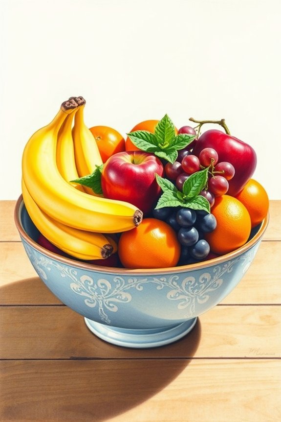 realistic fruit bowl drawing