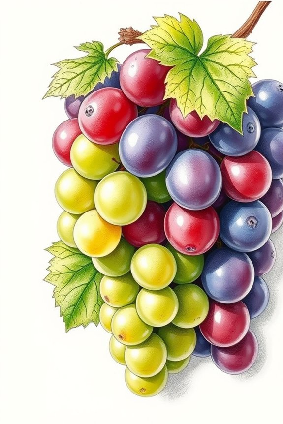 realistic grape drawing techniques