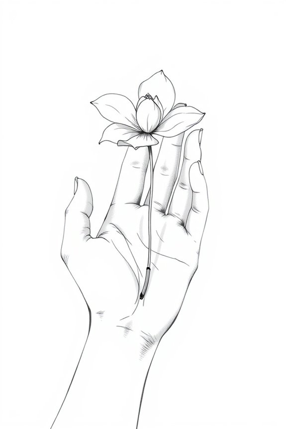 realistic hand flower drawing