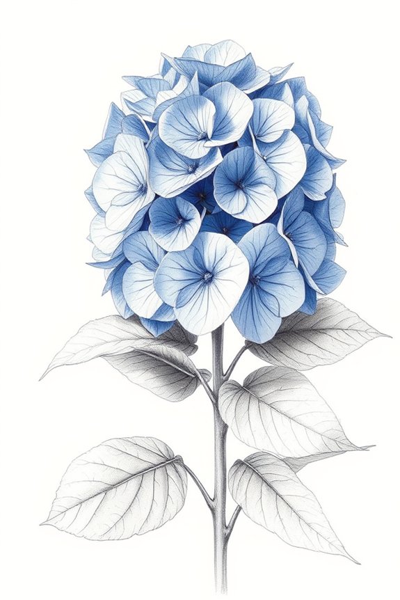 realistic hydrangea sketch project
