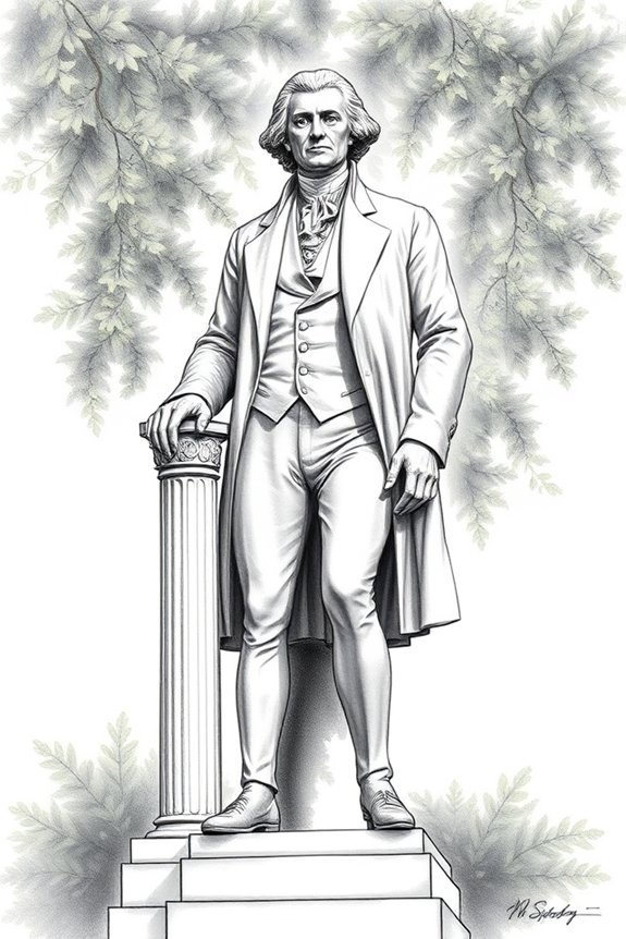 realistic jefferson statue drawing