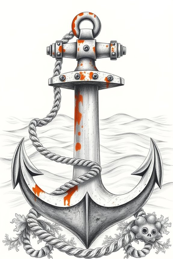 realistic nautical anchor drawing